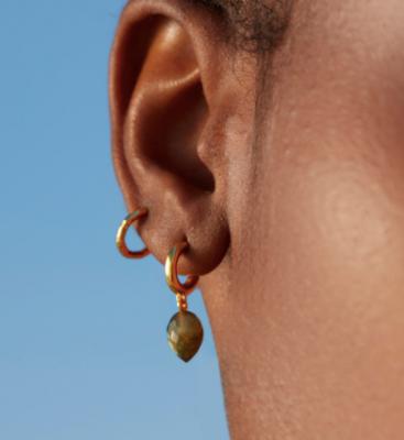 枯绿色宝石耳环