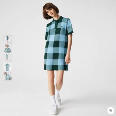 绿蓝格子Polo连衣裙