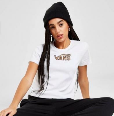 Vans豹纹logo白Tee
