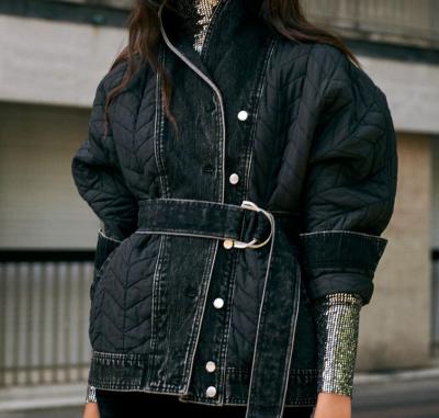 牛仔系带羽绒服