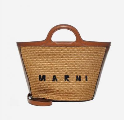 Marni棕色草编包