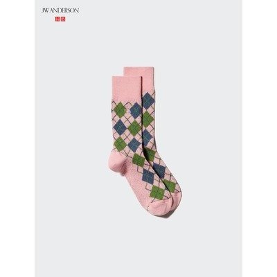 JWA 无性别粉色Argyle HEATTECH袜1双