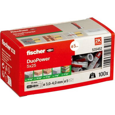 Fischer DUOPOWER 5x25 通用膨胀螺栓 100个盒装