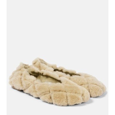 Burberry Baby quilted 羊羔毛芭蕾平底鞋 绿色｜1双