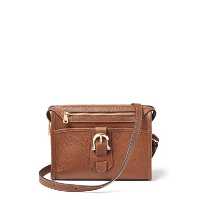 Bella Satchel 焦糖棕细荔枝纹