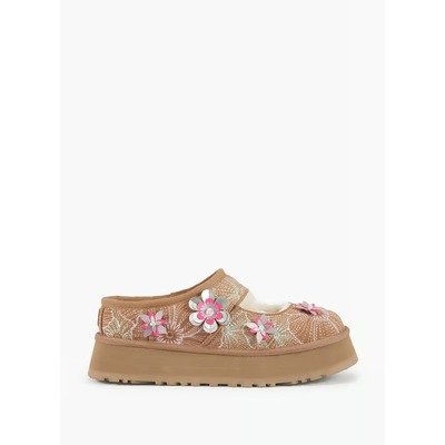 UGG Bea Mary Jane Meadow棕色花卉棉鞋