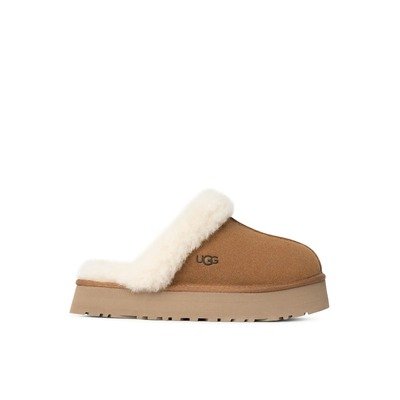 UGG Disquette毛绒厚底拖鞋（栗棕）