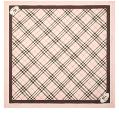 Knight pattern 粉色格纹丝巾