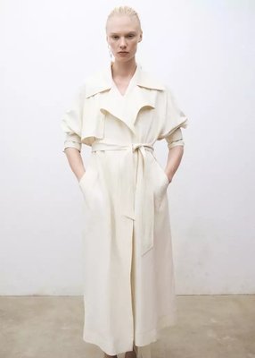 Oversize 翻领米色风衣 M