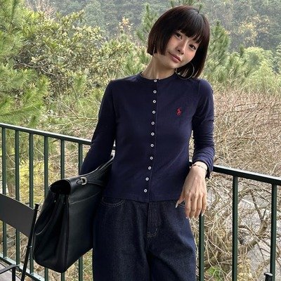 女款弹力棉圆领开衫｜Newport Navy XXS