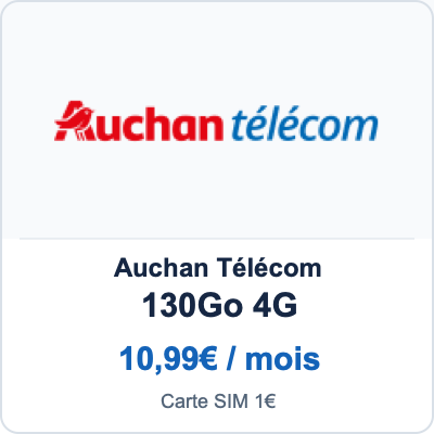 Auchan Télécom 130Go 4G · SIM 1€