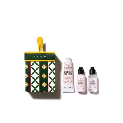 欧舒丹樱花惊喜礼盒3件:沐浴啫喱35ml+身体乳35ml+护手霜30ml