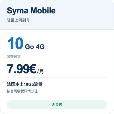 Syma · 10Go 4G · 7,99€/月