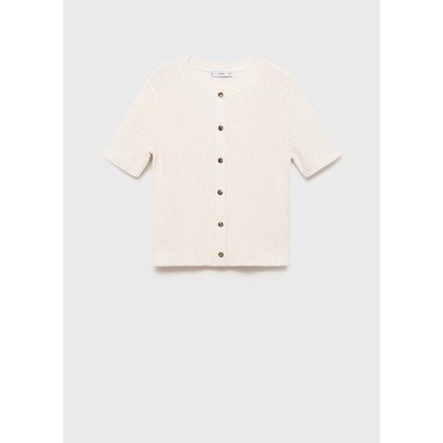 Mango Outlet 奶白短袖棉针织开衫|1件