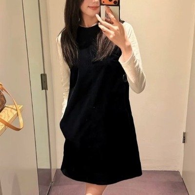 COS女款灯芯绒迷你连衣裙·海军蓝