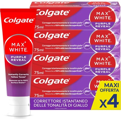 高露洁 Colgate Max White Purple Reveal 紫色美白牙膏 75ml×4支