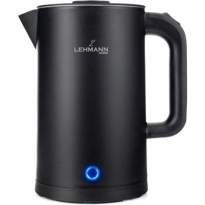 LEHMANN 1.7L 双层不锈钢电热水壶 2200W 黑色