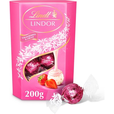 Lindt 瑞士莲 Lindor 草莓奶油白巧克力球 200g（约16颗）
