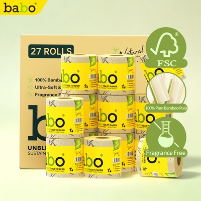 斑布 Babo 竹浆6D压花卫生纸 27卷