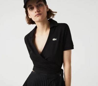 女士黑色开领Polo