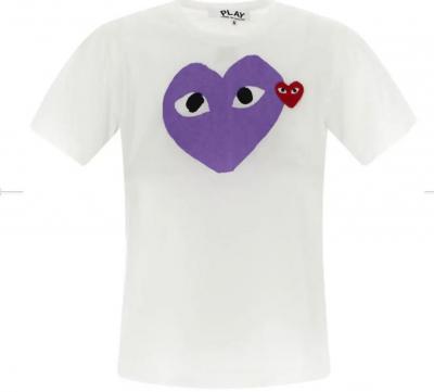 CDG Play白色紫心短T