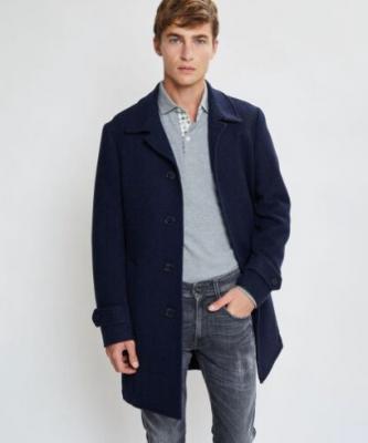 Hackett 男士海军蓝混纺大衣