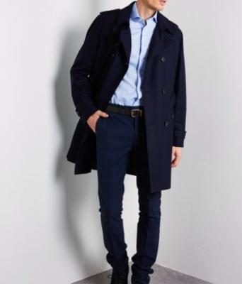 Hackett 海军蓝100%羊毛风衣