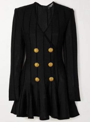 Balmain双排扣迷你连衣裙