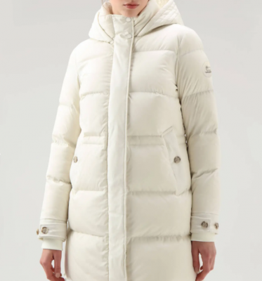 Woolrich白色中长款羽绒服