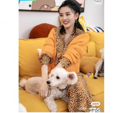 宋祖儿同款黄色豹纹裙
