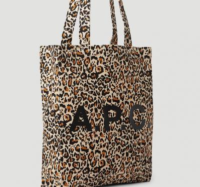 A.P.C.豹纹托特帆布包