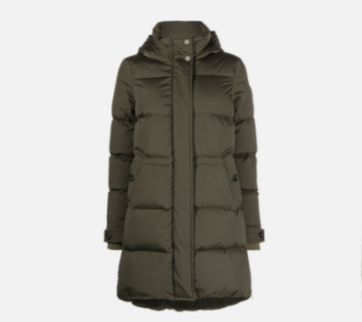 Woolrich军绿色Alsea长款羽绒服