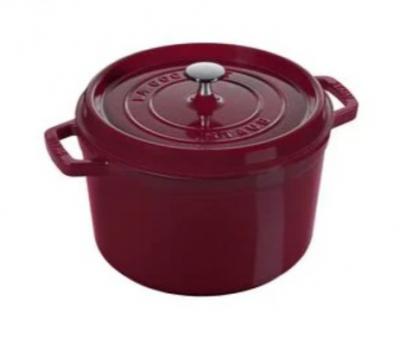 Staub酒红色铁锅30cm