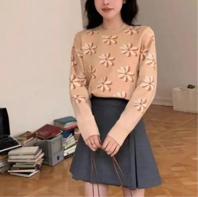 奶茶小花针织