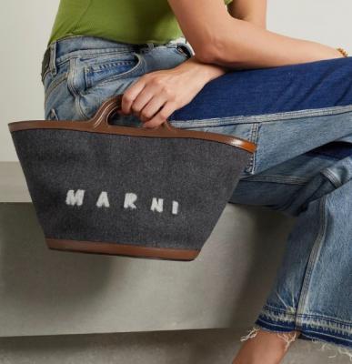 MARNI 毛毡皮革小号手提包
