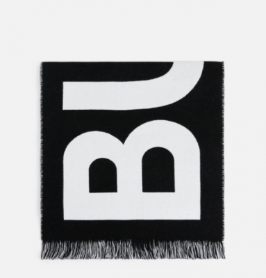 黑色logo羊毛围巾