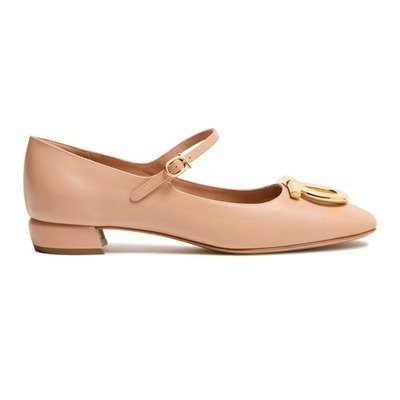 Ferragamo Maxi Gancini棕色玛丽珍鞋