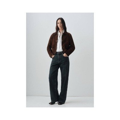 Mango Outlet女款棕色短款山羊皮麂皮夹克｜17026347｜1件