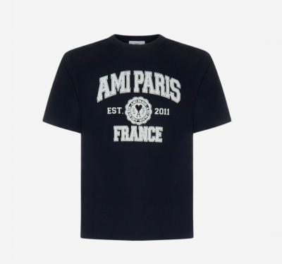 黑色半袖Ami Paris字母logo
