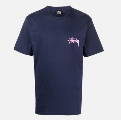 stussy深蓝色logoT恤