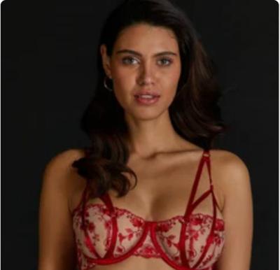 红色性感刺绣Bra