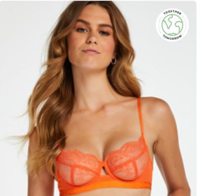 橙色网眼无衬垫Bra