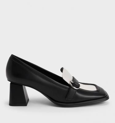 黑白拼接Mocassins鞋