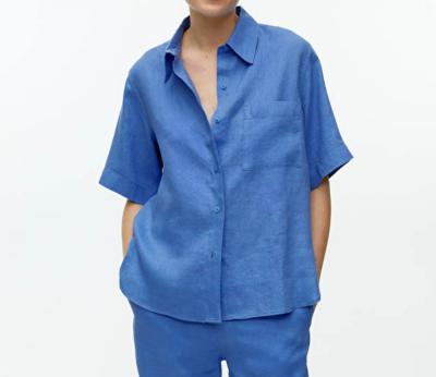 亚麻短袖衬衫