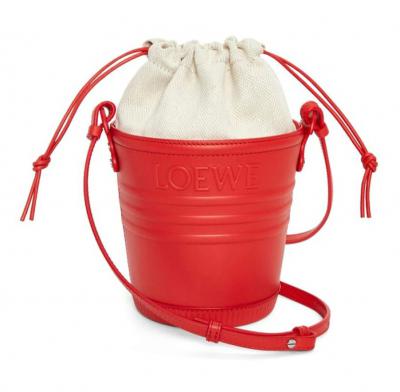 LOEWE X PAULA`S IBIZA红色拼接水桶包
