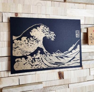 日本《神奈川巨浪》油毡版画