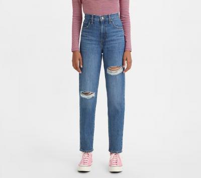 MOM JEANS高腰破洞