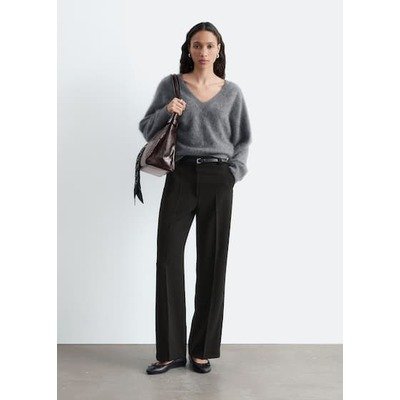 Pantalon droit à plis marqués - Noir