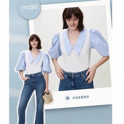 法风泡泡袖上衣