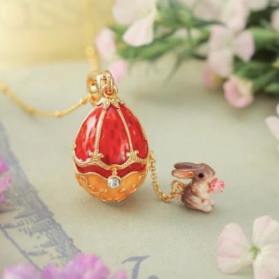 玫瑰兔子龙蛋项链